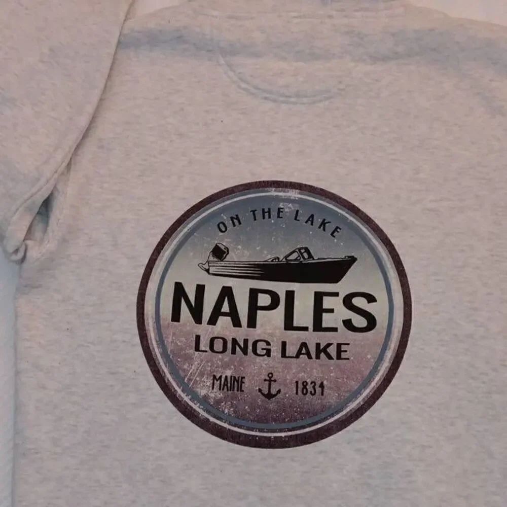 Blue 84 Naples Long Lake Hoodie Size Medium PTPโ22" Length 27" Color Grey 55%